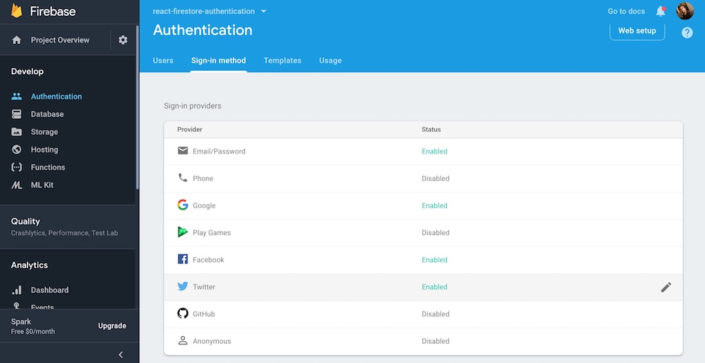 firebase sign in methods