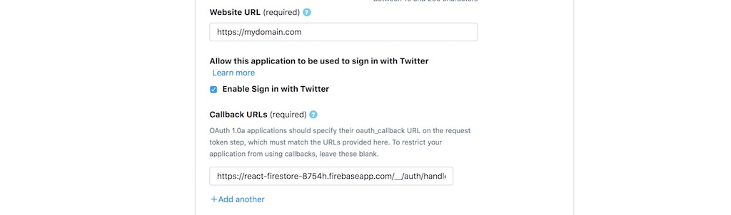 twitter app create callback url